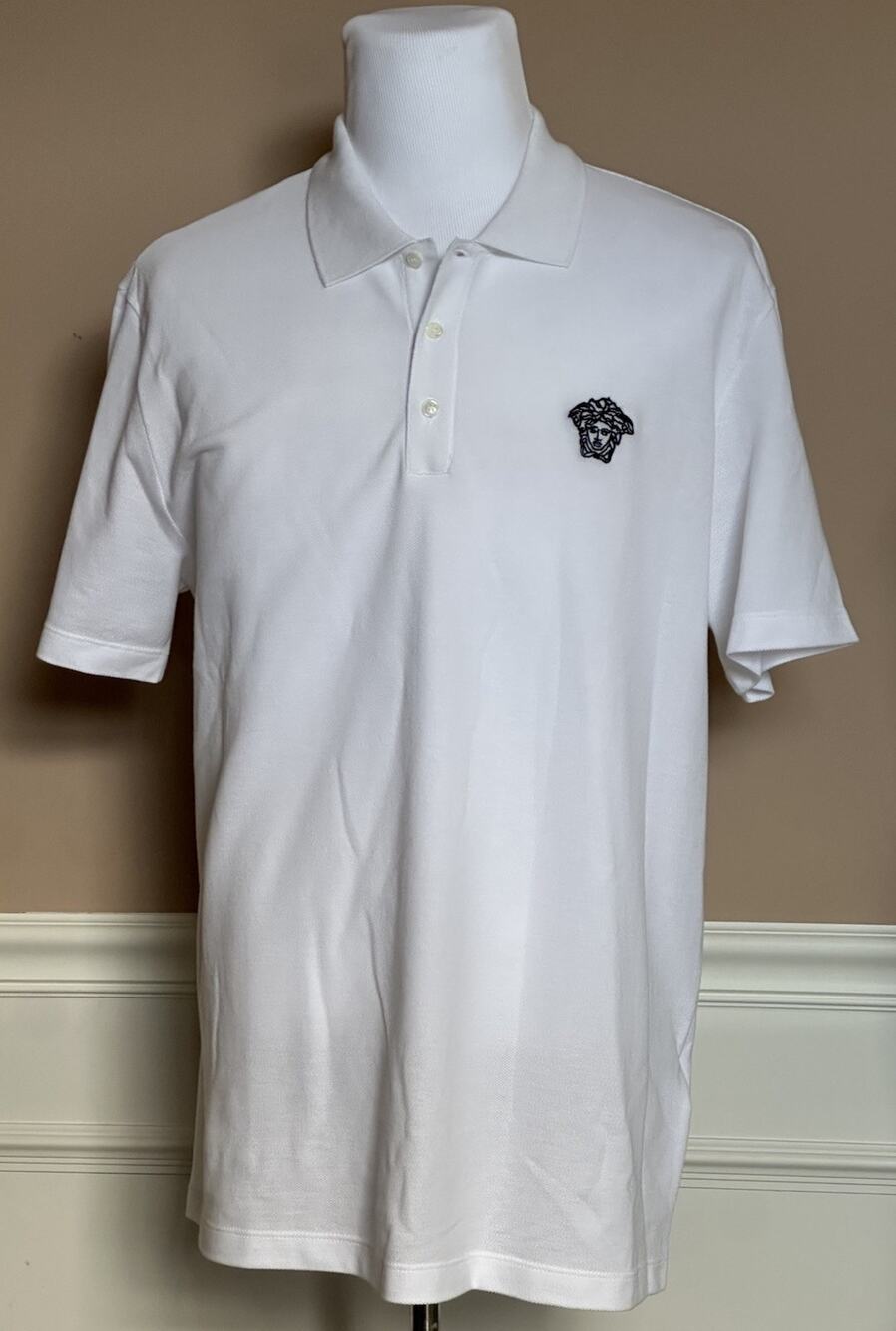 Versace Medusa White Piquet Cotton White Polo Shirt 6XL A89507S NWT $550